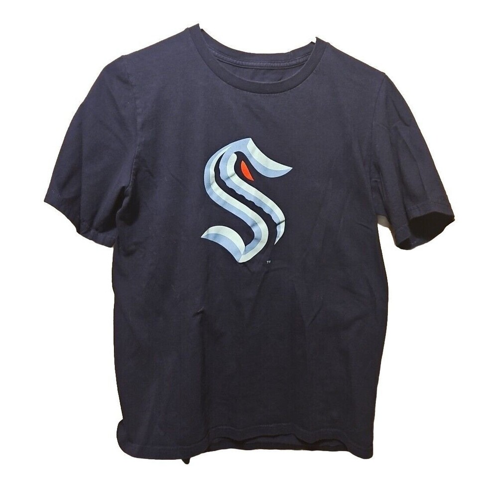 Seattle Kraken Logo Navy Blue Youth Size Xl T Shirt NHL Hockey Official